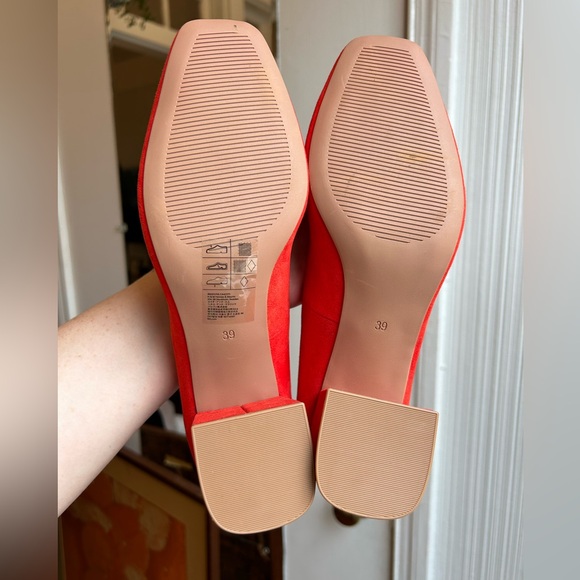 🧡 H&M Orange Faux Suede Block Heels Size 39 (8.5) - Picture 5 of 8